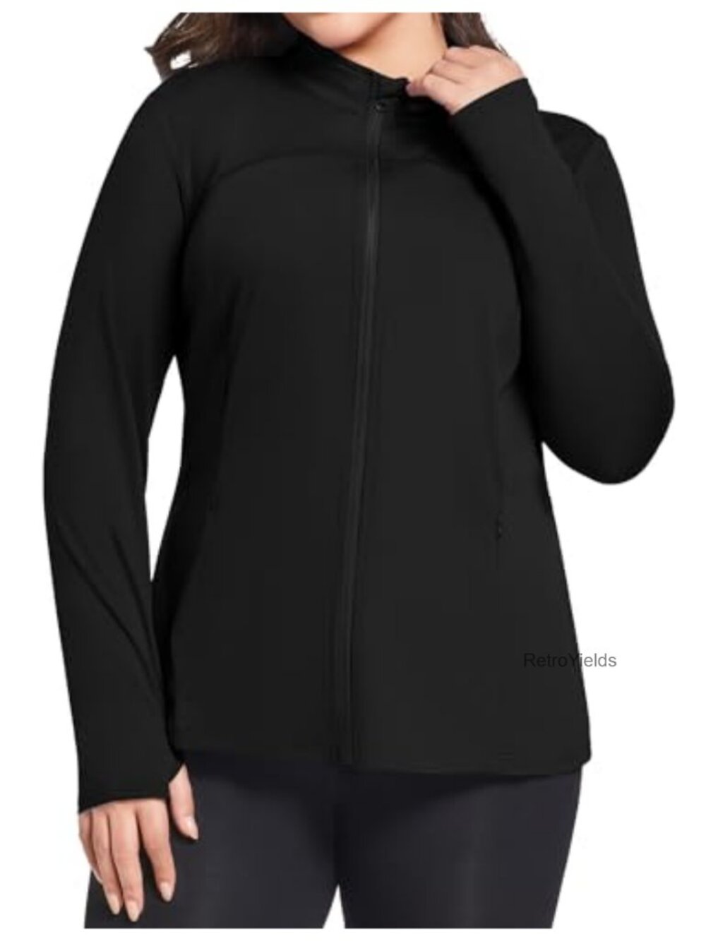 Women's Plus Size Full Zip Active Jacket with Thumb Holes